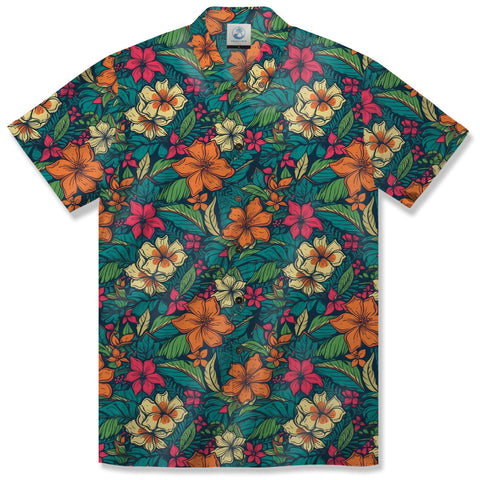 Vibrant Tropical Jungle Seamless Patterns Hawaii Shirt, Aloha Floral Hawaiian Button Down Shirt - The Palmix