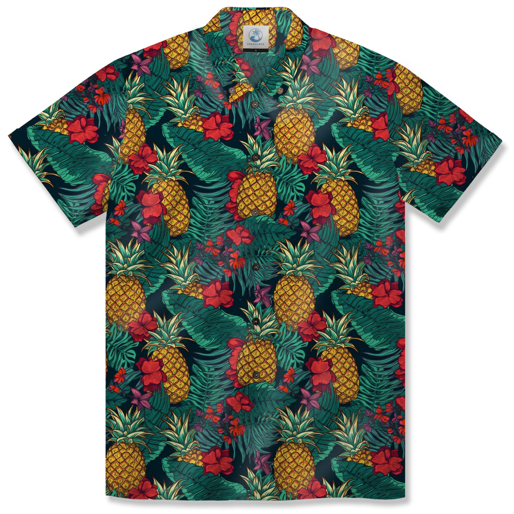 Hibiscus Pineapple Seamless Patterns Hawaiian Shirt For Men, Aloha Floral Pattern - The Palmix