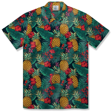 Hibiscus Pineapple Seamless Patterns Hawaiian Shirt For Men, Aloha Floral Pattern - The Palmix