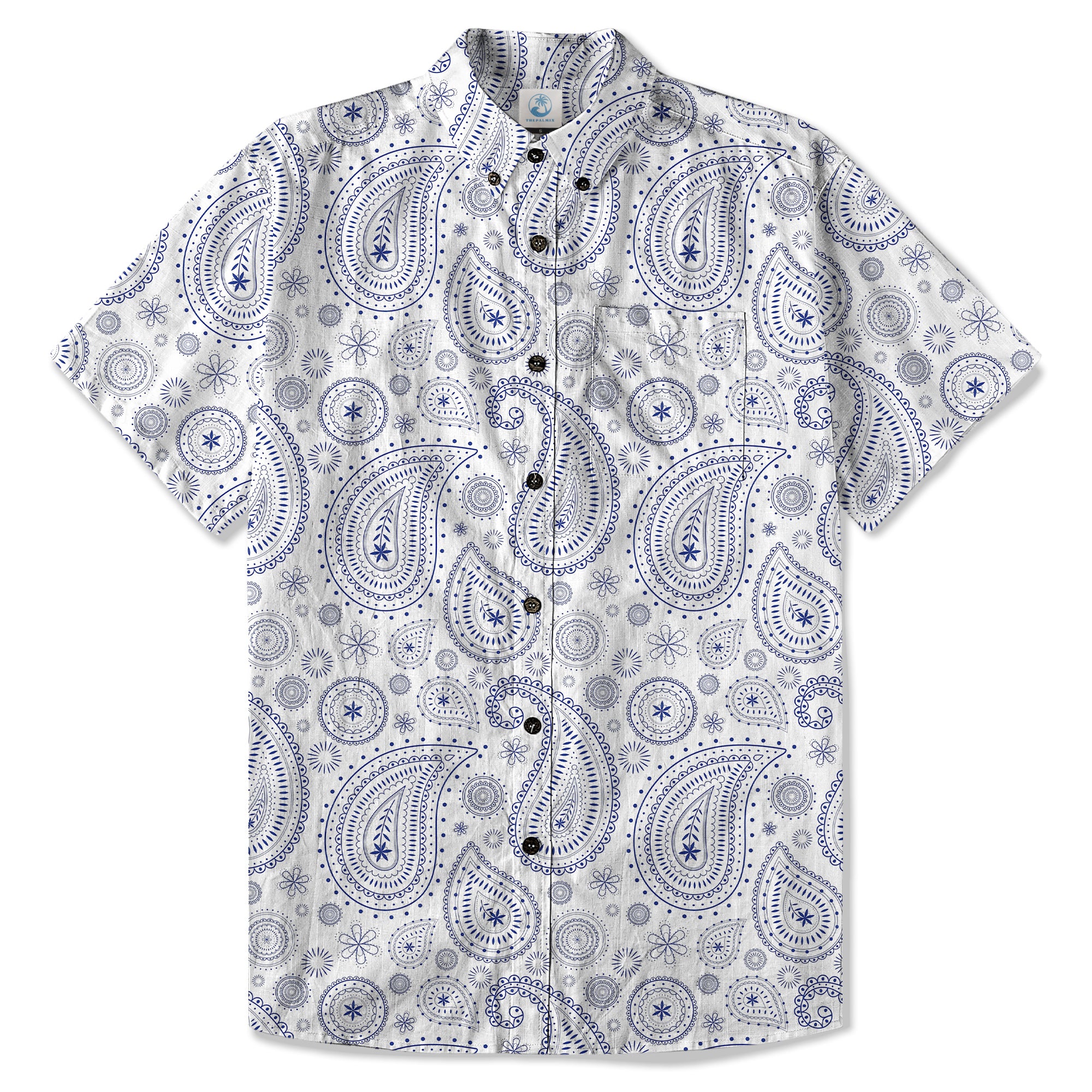 Vintage Striped Floral Short Sleeve Hawaii Shirt, Paisley Pattern Hawaii Shirt