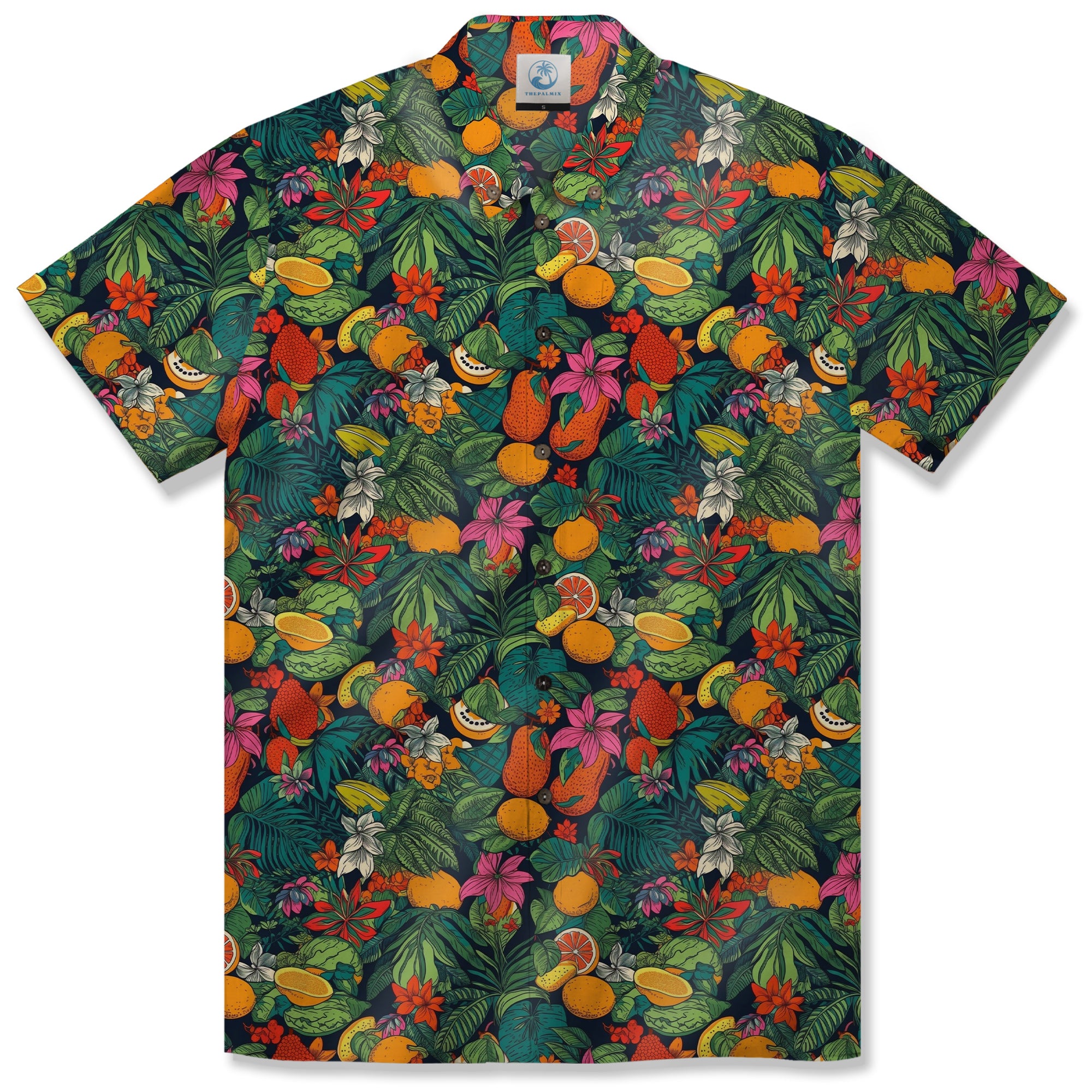 Electric Vibrant Tropical Beach Pattern Hawaiin Button Down Shirt - The Palmix