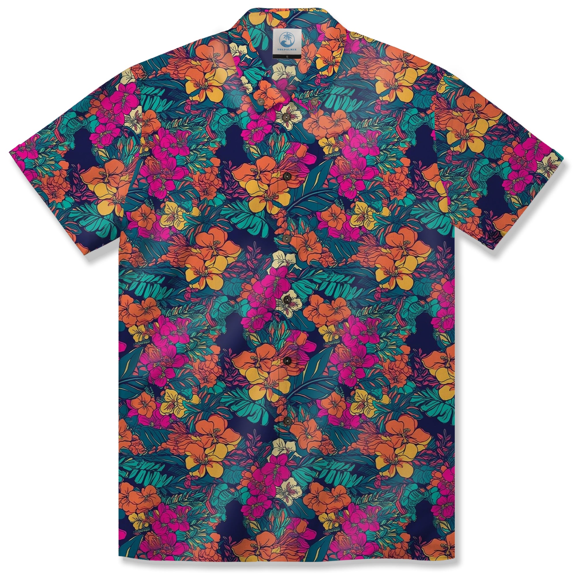 Tropical Flowers Seamless Patterns Hawaii Shirt, Aloha Floral Hawaiian Button Down Shirt - The Palmix