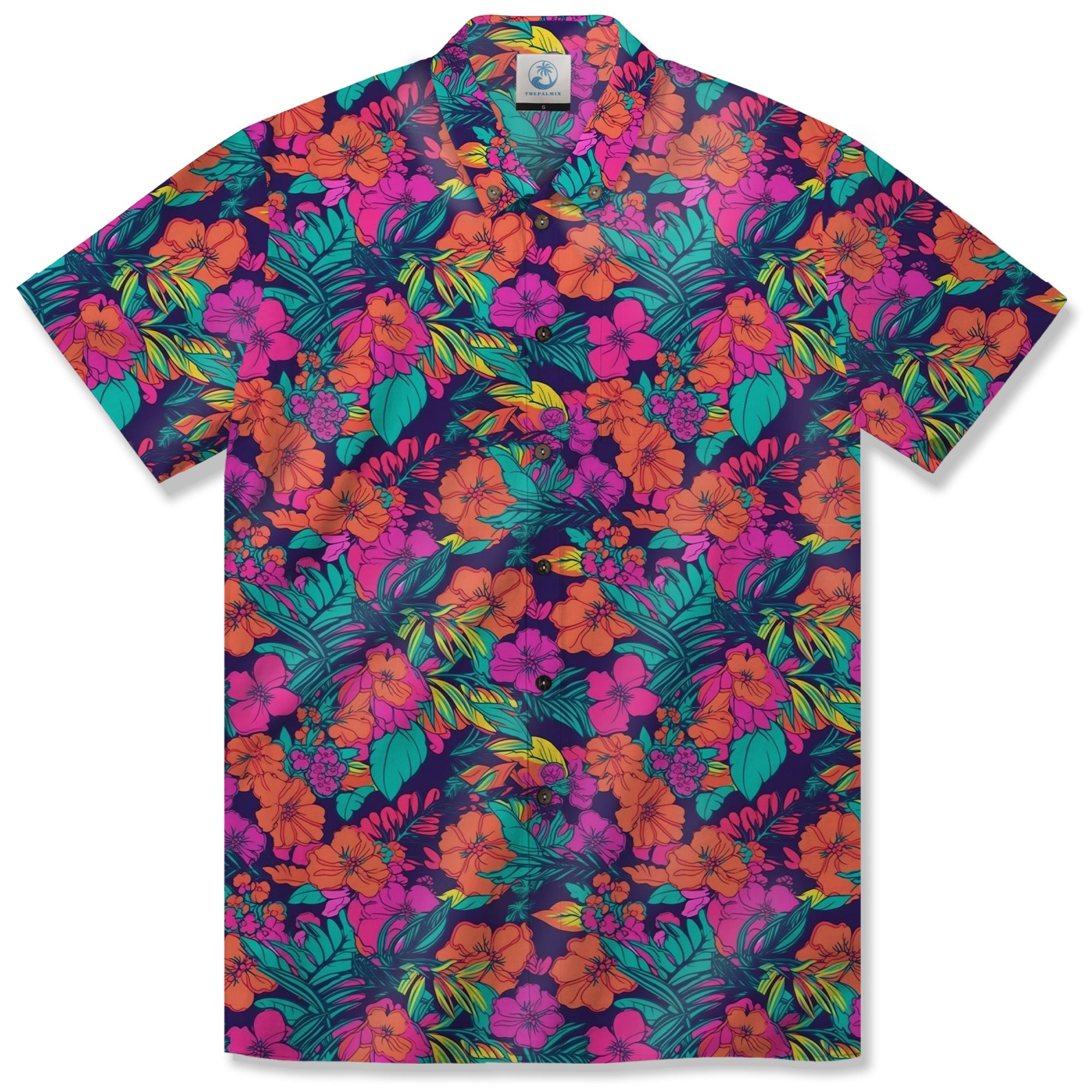 Vibrant Tropical Jungle Seamless Patterns Hawaii Shirt, Aloha Floral Hawaiian Button Down Shirt - The Palmix