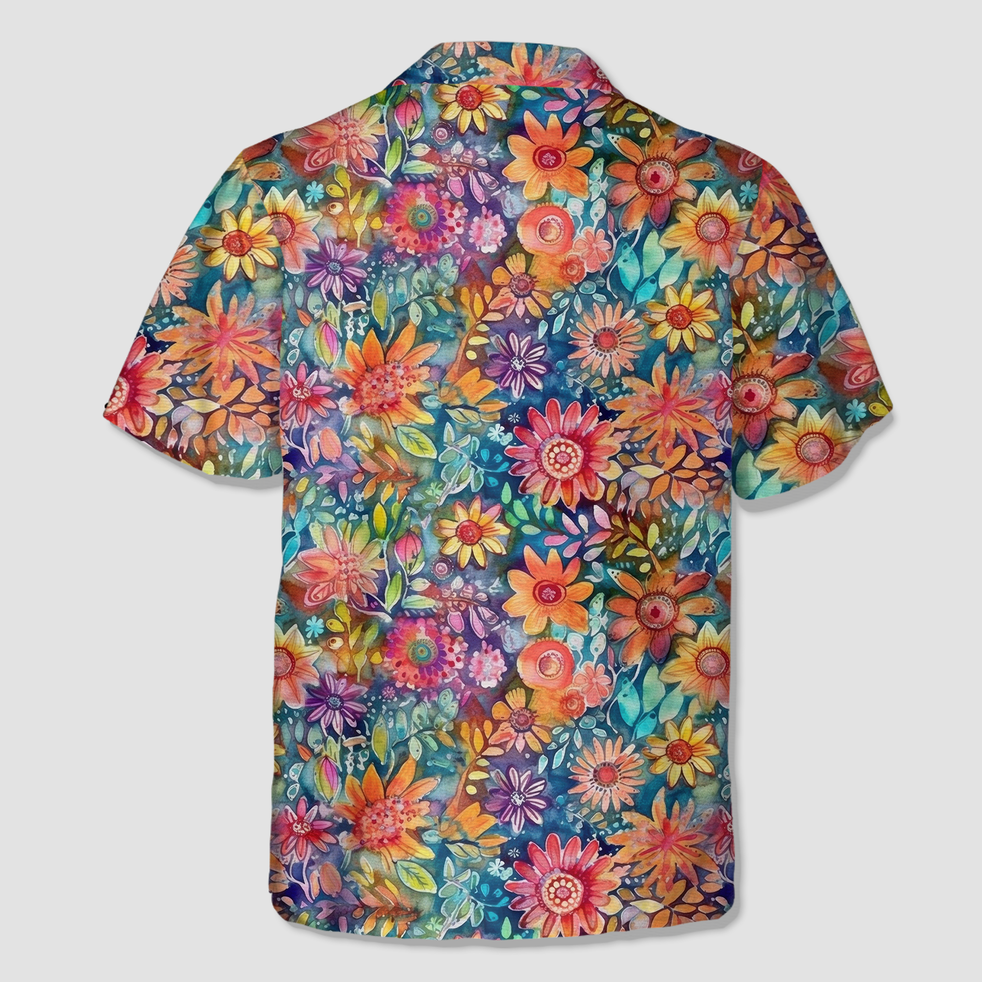 Colorful Hippie Flowers Patterns Hawaii Shirt, Groovy Floral Pattern Hawaiian Shirt for Men Women - The Palmix