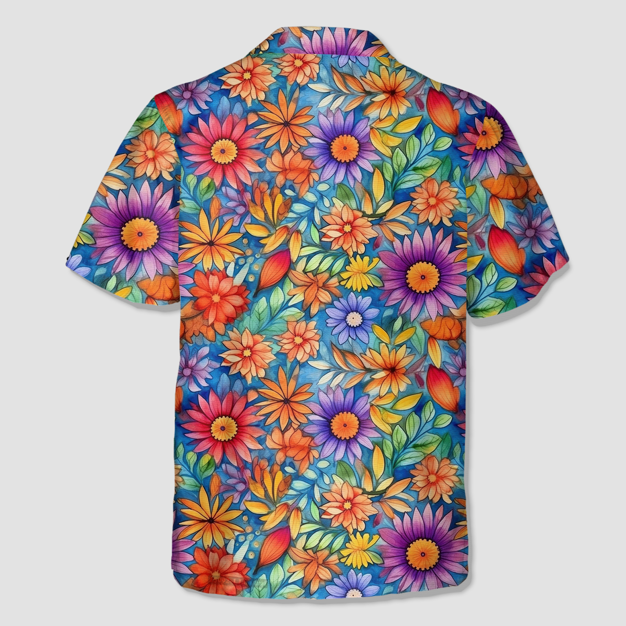 Colorful Hippie Flowers Patterns Hawaii Shirt, Groovy Floral Pattern Hawaiian Shirt for Men Women - The Palmix