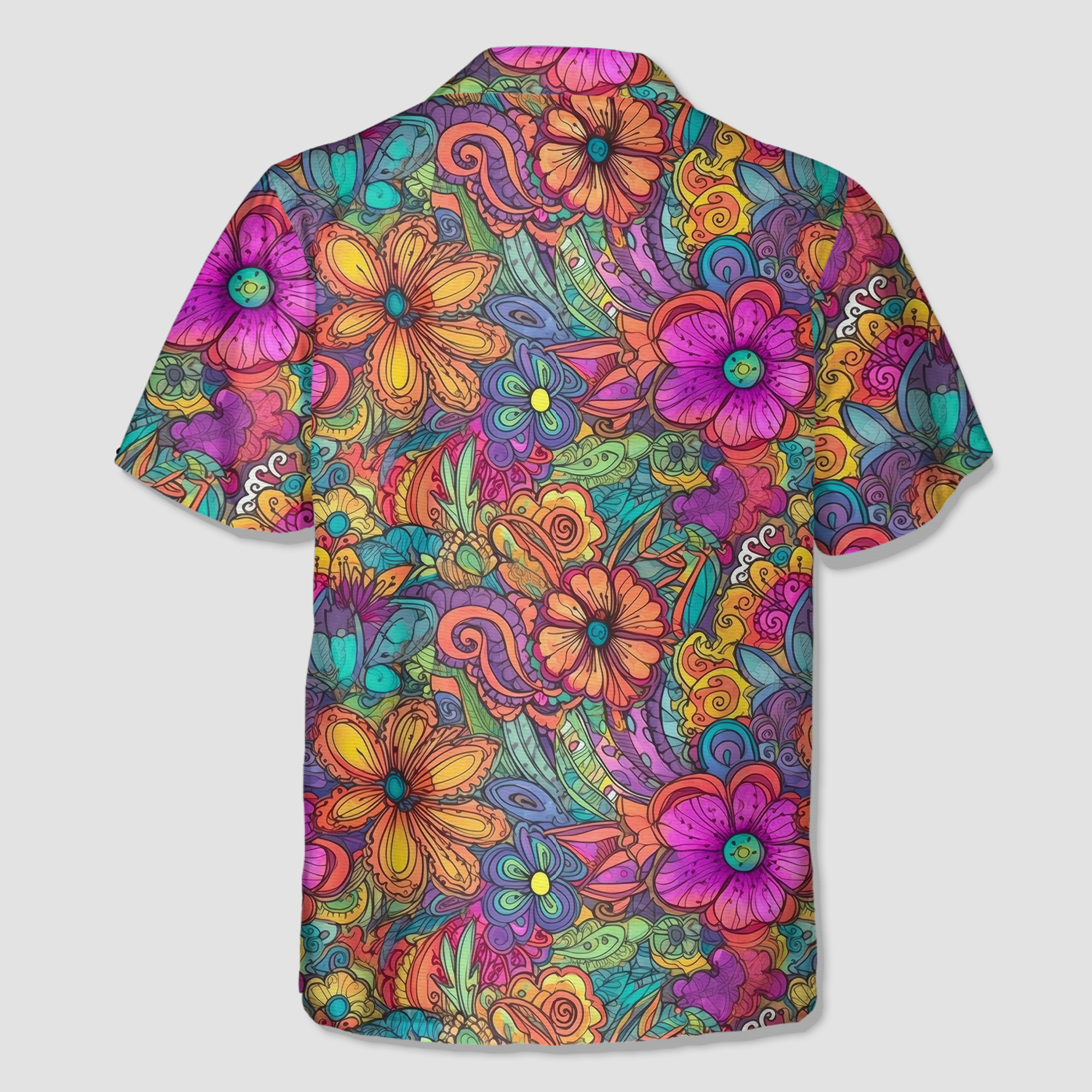 Colorful Hippie Flowers Patterns Hawaii Shirt, Groovy Floral Pattern Hawaiian Shirt for Men Women - The Palmix