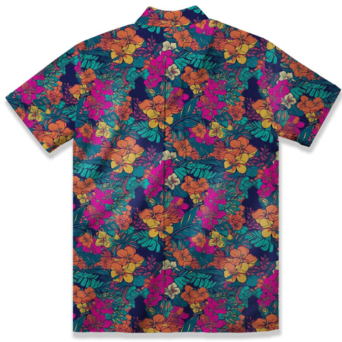 Tropical Flowers Seamless Patterns Hawaii Shirt, Aloha Floral Hawaiian Button Down Shirt - The Palmix