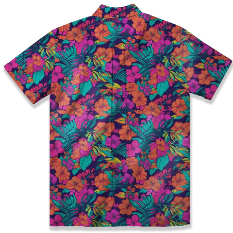 Vibrant Tropical Jungle Seamless Patterns Hawaii Shirt, Aloha Floral Hawaiian Button Down Shirt - The Palmix