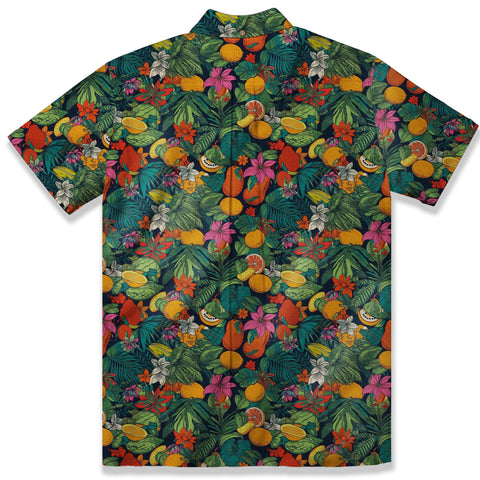 Electric Vibrant Tropical Beach Pattern Hawaiin Button Down Shirt - The Palmix