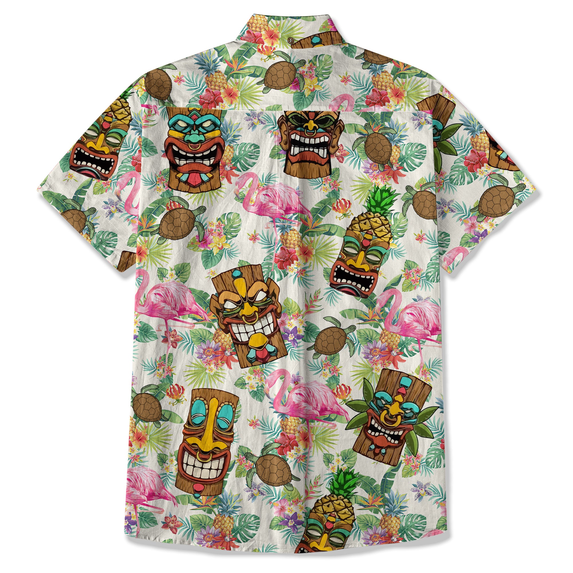 Tropical Tiki Mask Hawaiian Shirts, Polynesian Button Down Hawaiian Ocean Shirts