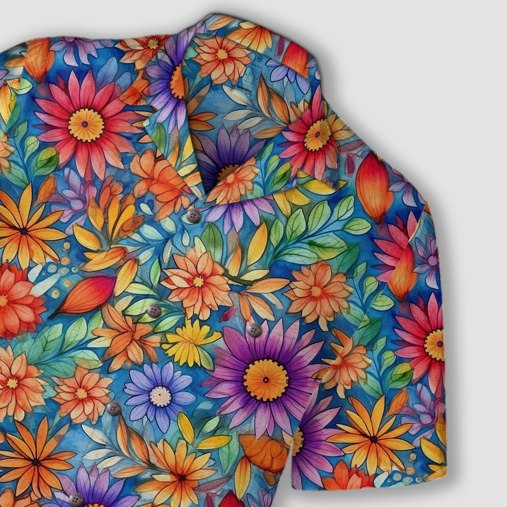 Colorful Hippie Flowers Patterns Hawaii Shirt, Groovy Floral Pattern Hawaiian Shirt for Men Women - The Palmix