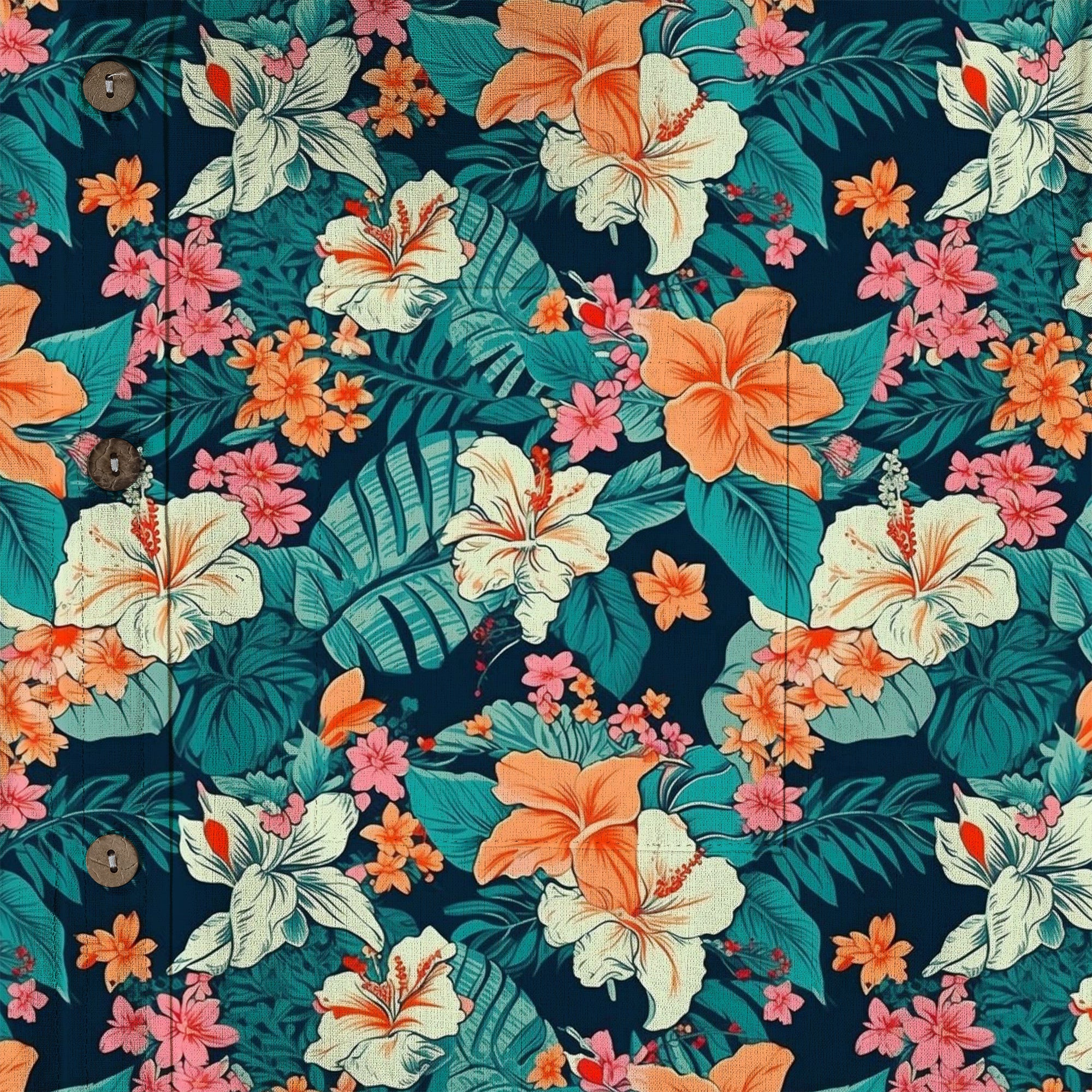 Tropical Flowers Seamless Patterns Hawaii Shirt, Aloha Floral Hawaiian Button Down Shirt - The Palmix
