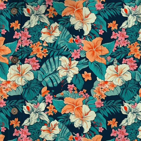 Tropical Flowers Seamless Patterns Hawaii Shirt, Aloha Floral Hawaiian Button Down Shirt - The Palmix