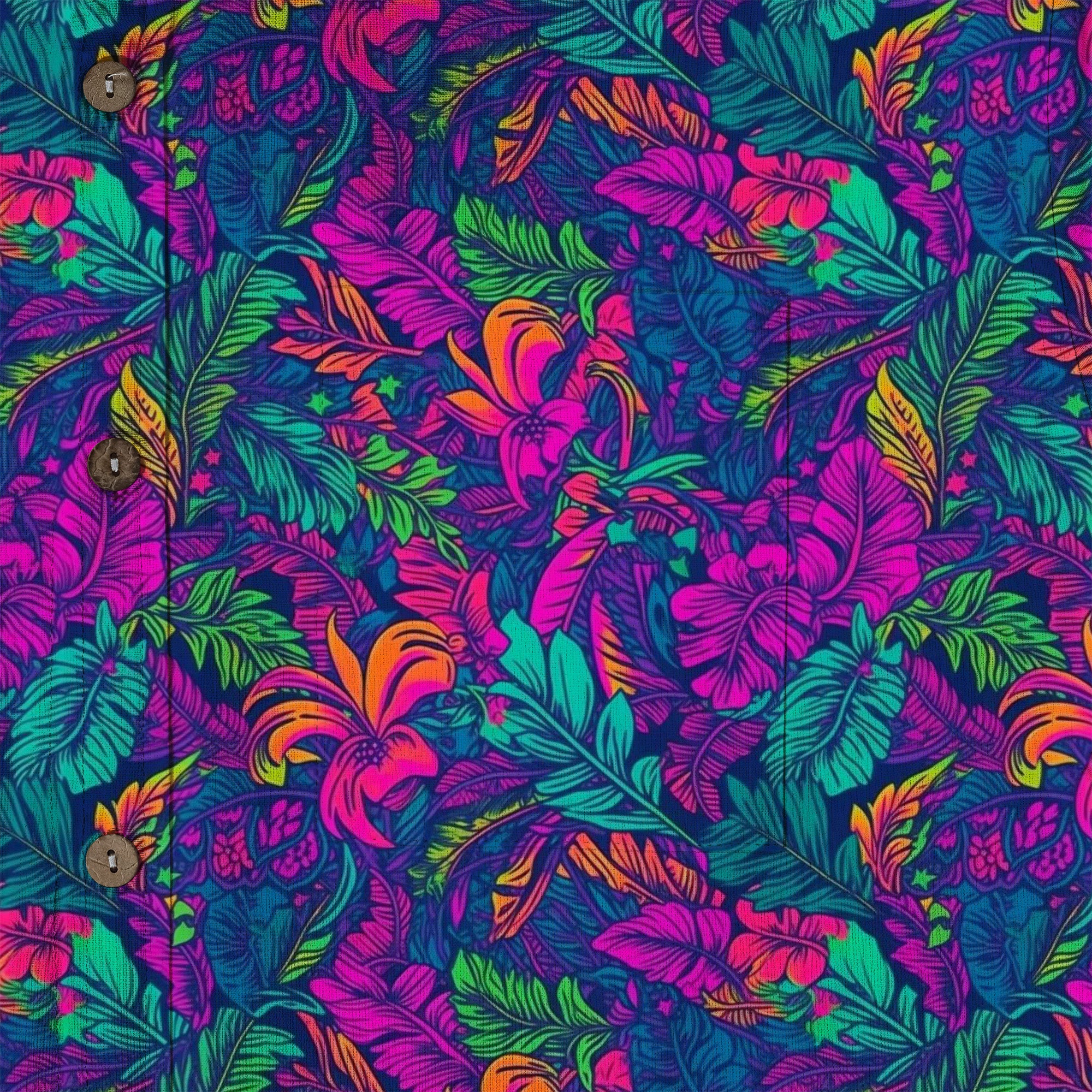 Electric Vibrant Tropical Beach Pattern Hawaiin Button Down Shirt - The Palmix