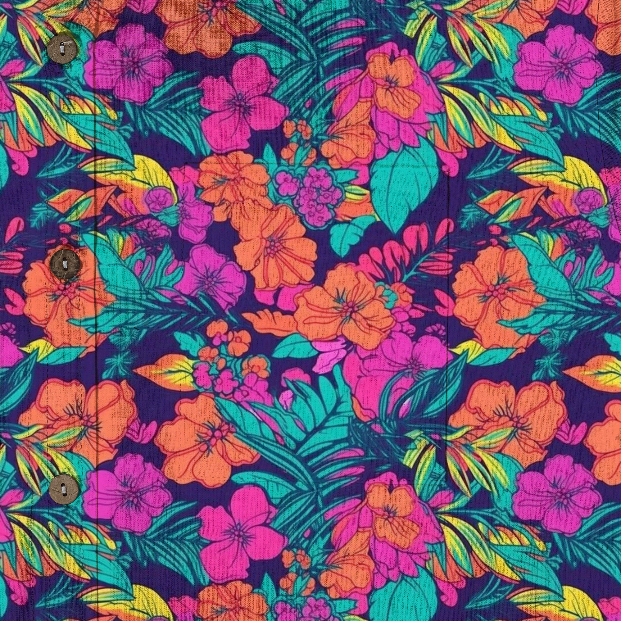 Vibrant Tropical Jungle Seamless Patterns Hawaii Shirt, Aloha Floral Hawaiian Button Down Shirt - The Palmix