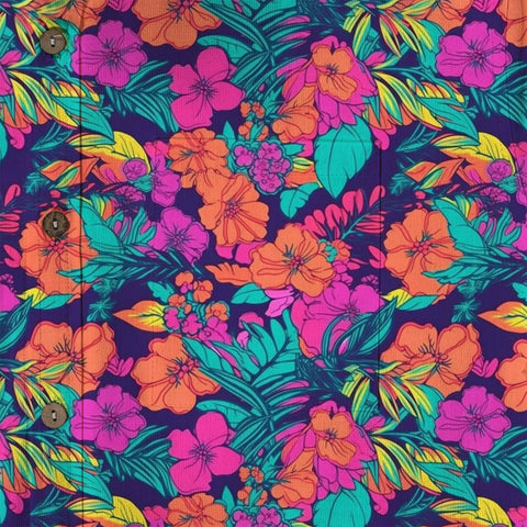 Vibrant Tropical Jungle Seamless Patterns Hawaii Shirt, Aloha Floral Hawaiian Button Down Shirt - The Palmix