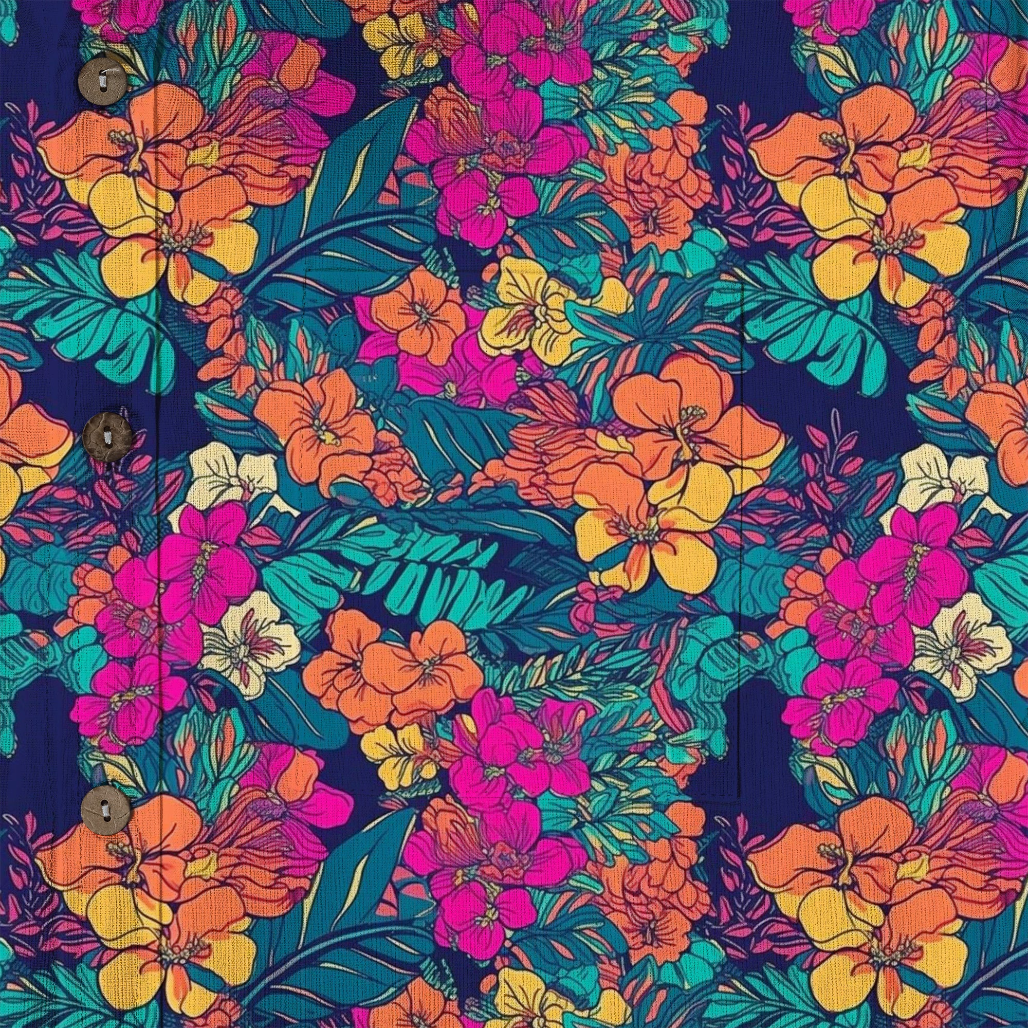 Tropical Flowers Seamless Patterns Hawaii Shirt, Aloha Floral Hawaiian Button Down Shirt - The Palmix