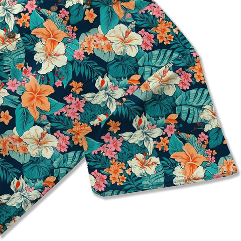 Tropical Flowers Seamless Patterns Hawaii Shirt, Aloha Floral Hawaiian Button Down Shirt - The Palmix