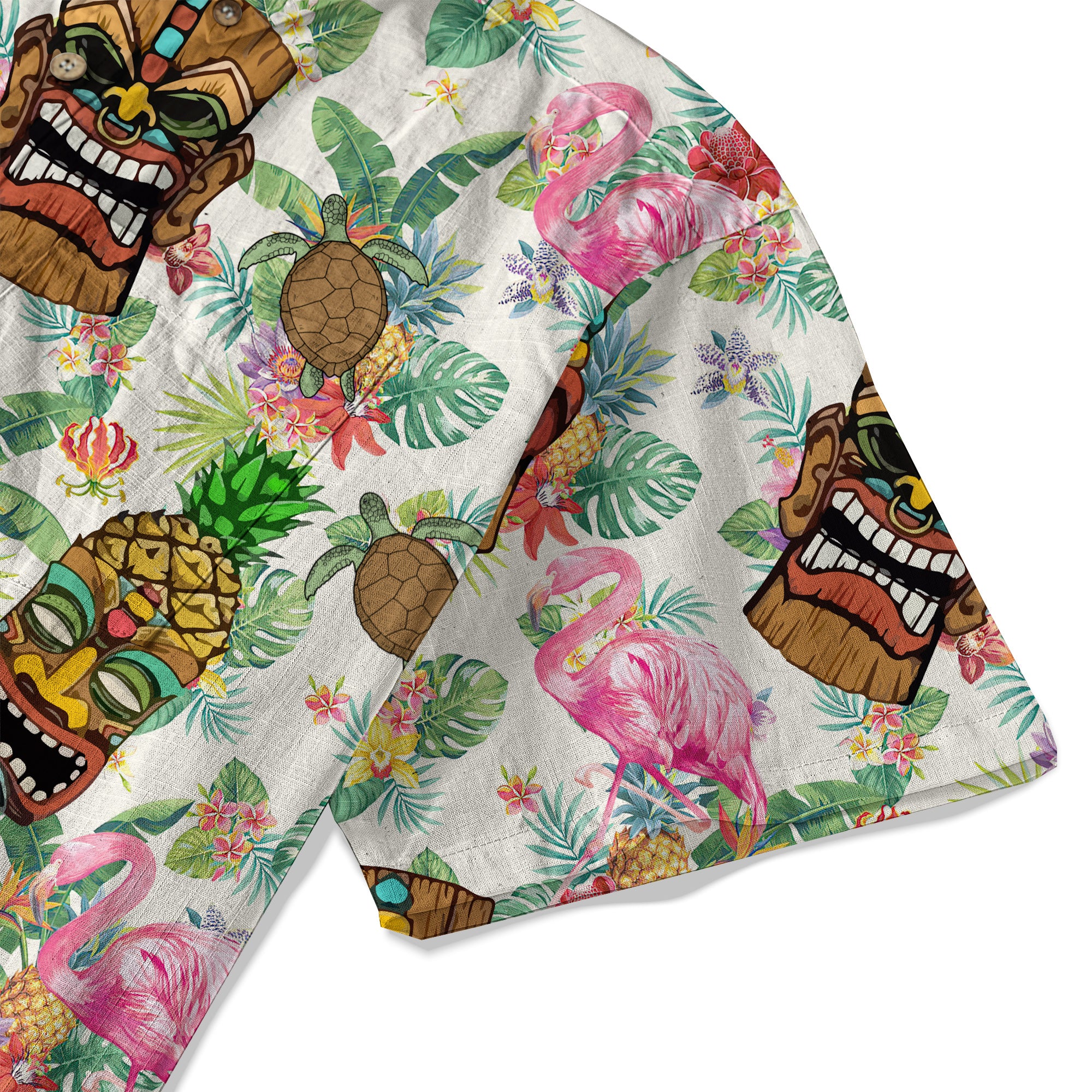 Tropical Tiki Mask Hawaiian Shirts, Polynesian Button Down Hawaiian Ocean Shirts