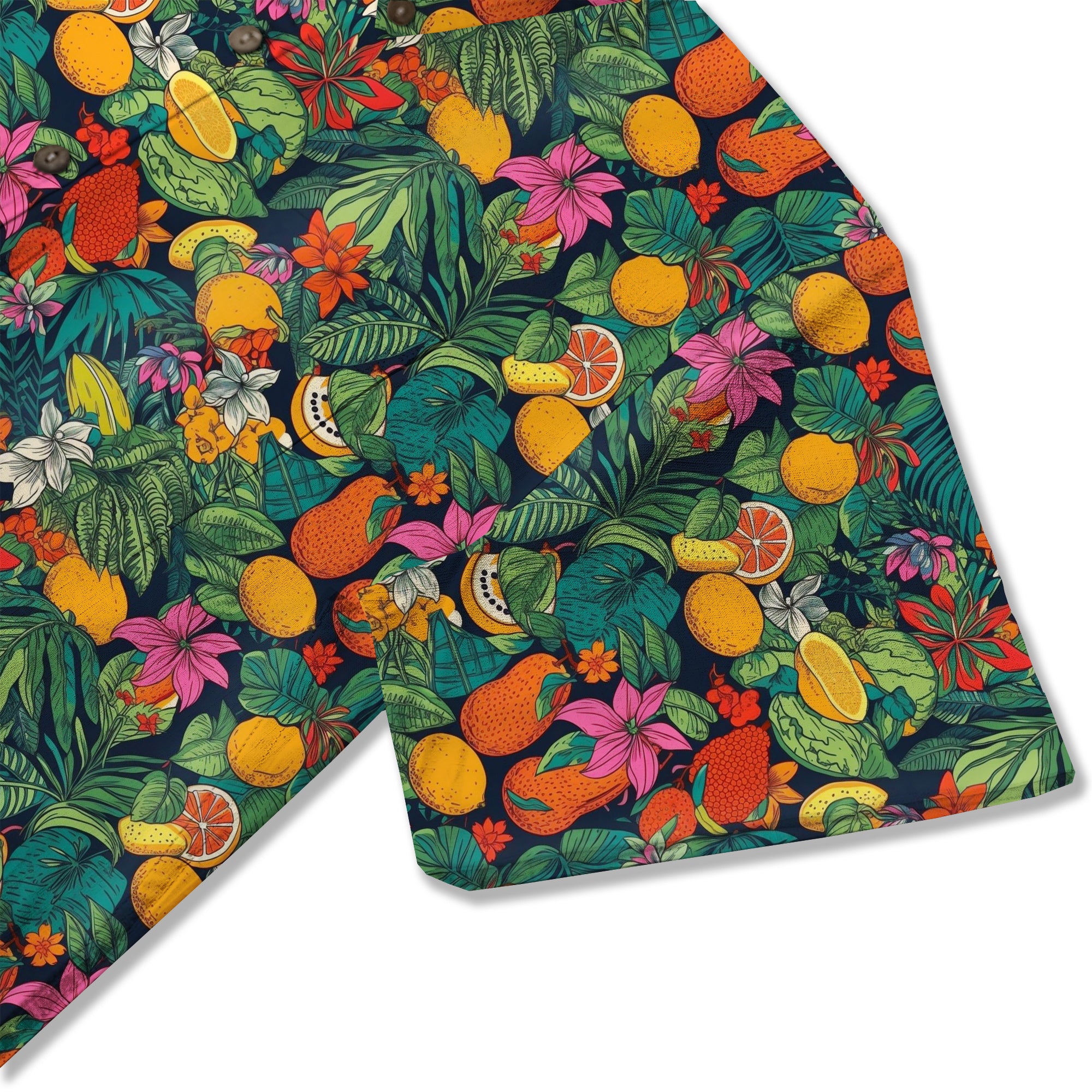 Electric Vibrant Tropical Beach Pattern Hawaiin Button Down Shirt - The Palmix