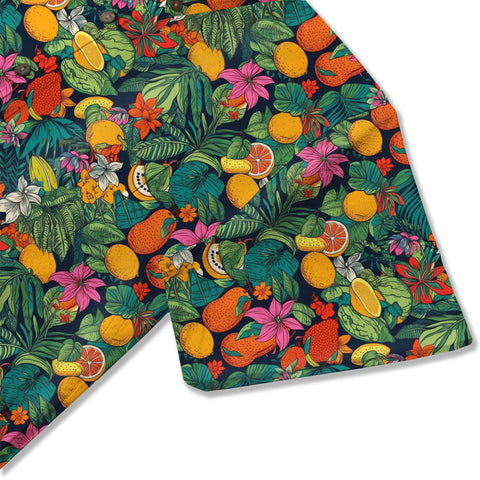 Electric Vibrant Tropical Beach Pattern Hawaiin Button Down Shirt - The Palmix