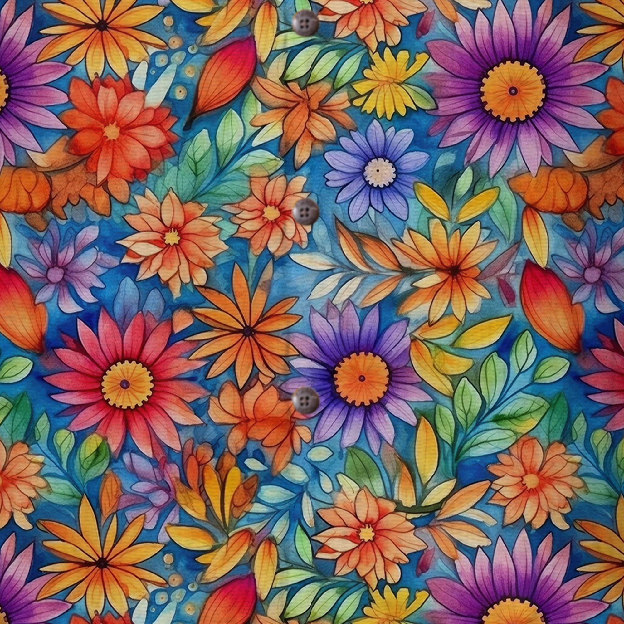 Colorful Hippie Flowers Patterns Hawaii Shirt, Groovy Floral Pattern Hawaiian Shirt for Men Women - The Palmix