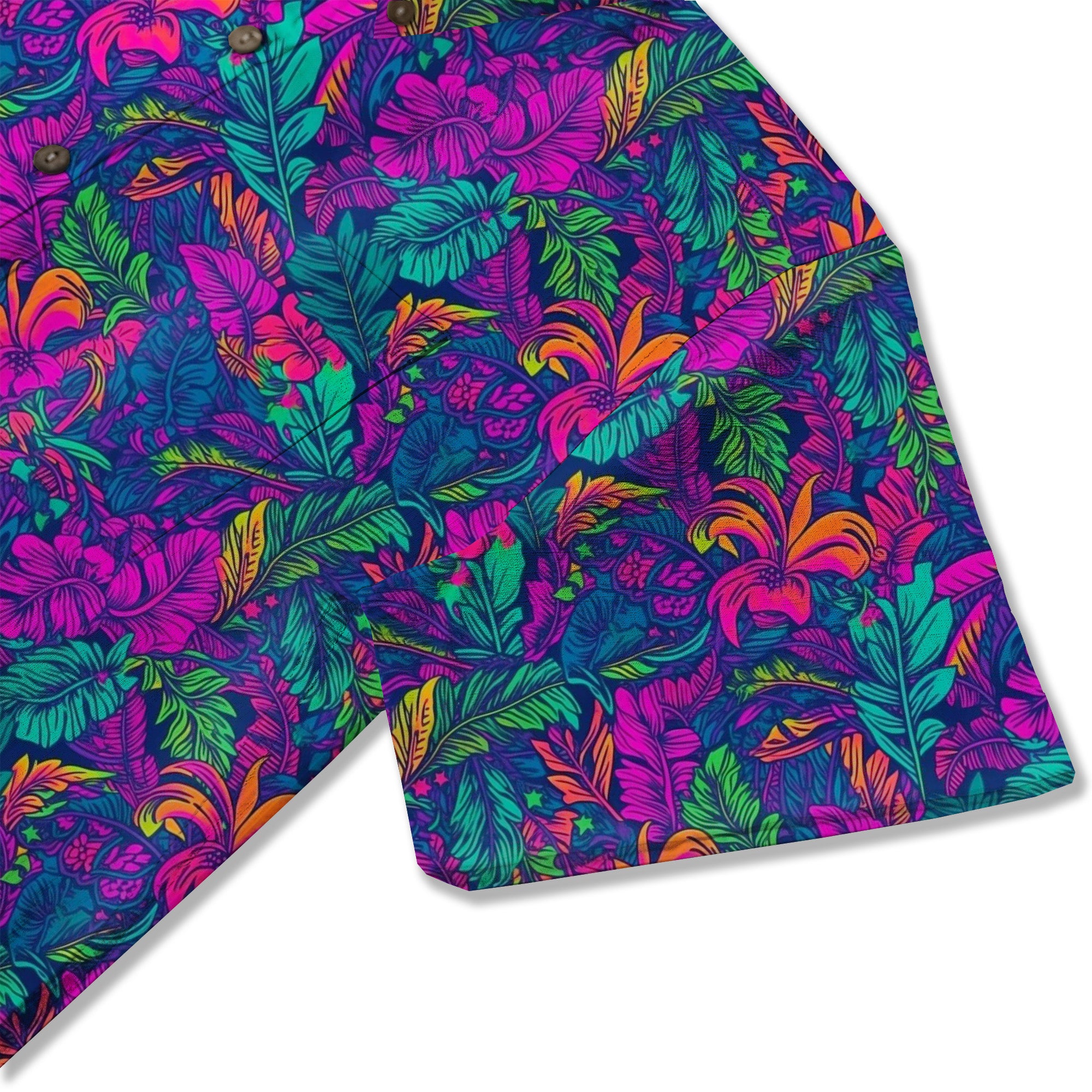Electric Vibrant Tropical Beach Pattern Hawaiin Button Down Shirt - The Palmix