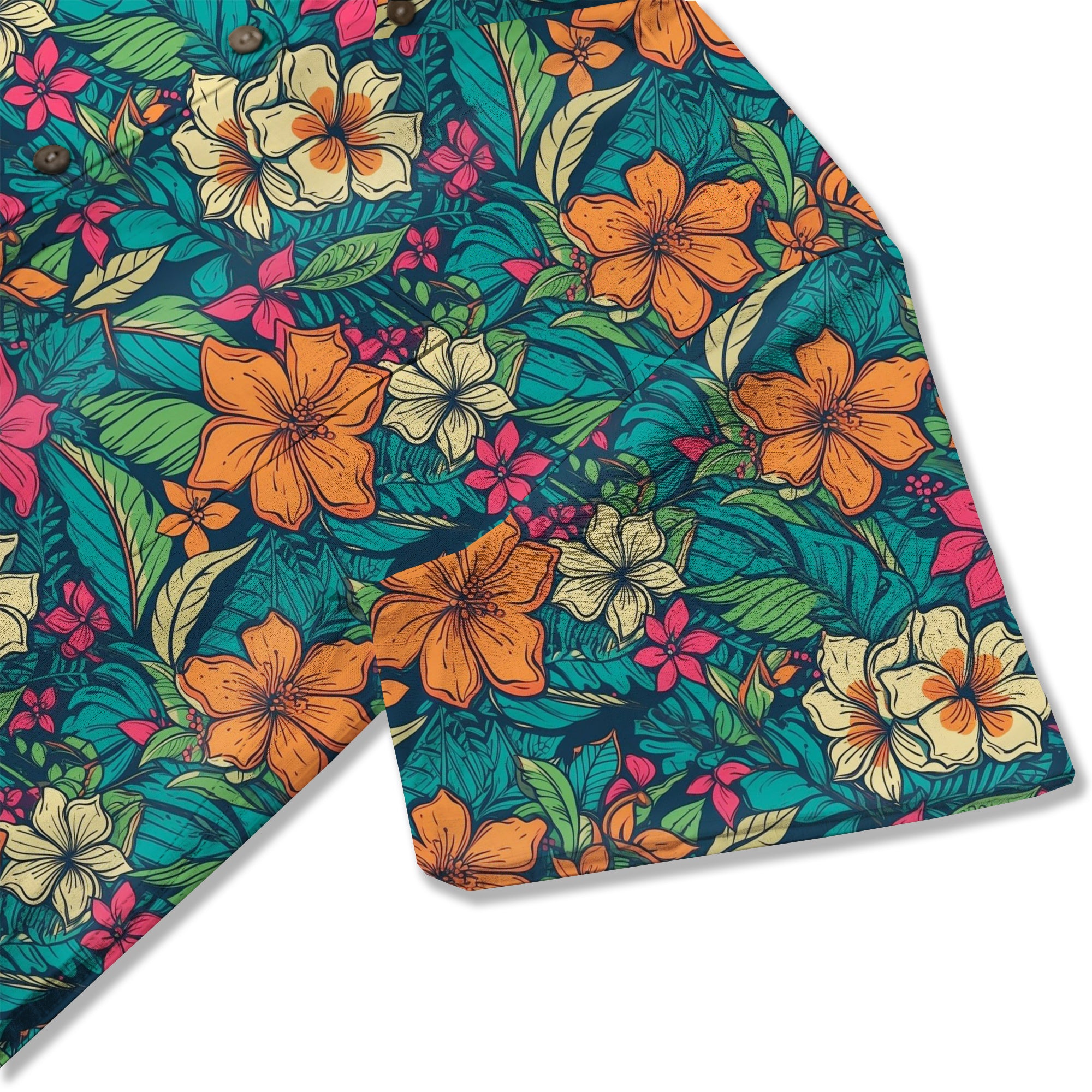 Vibrant Tropical Jungle Seamless Patterns Hawaii Shirt, Aloha Floral Hawaiian Button Down Shirt - The Palmix