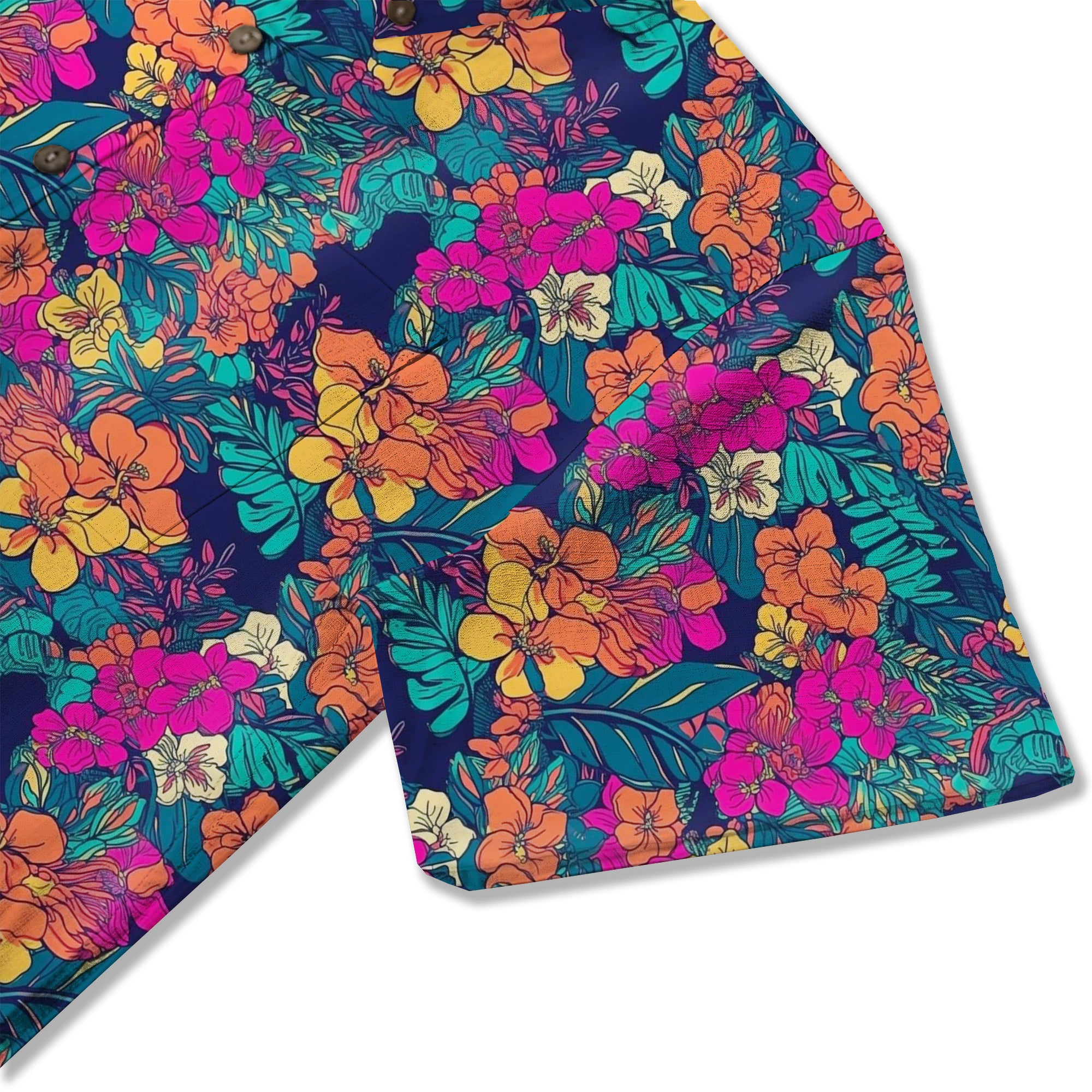 Tropical Flowers Seamless Patterns Hawaii Shirt, Aloha Floral Hawaiian Button Down Shirt - The Palmix