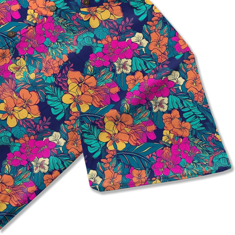 Tropical Flowers Seamless Patterns Hawaii Shirt, Aloha Floral Hawaiian Button Down Shirt - The Palmix