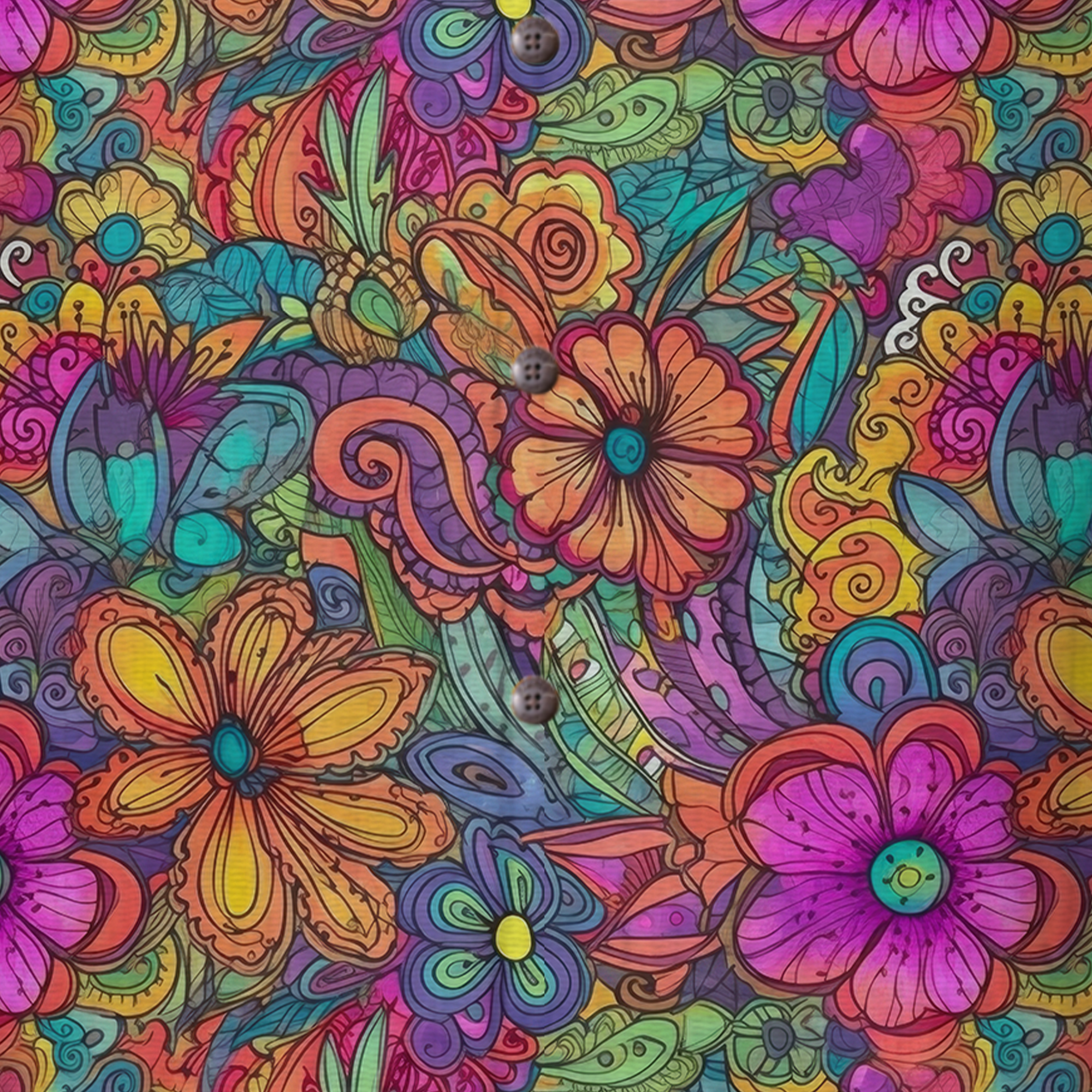 Colorful Hippie Flowers Patterns Hawaii Shirt, Groovy Floral Pattern Hawaiian Shirt for Men Women - The Palmix