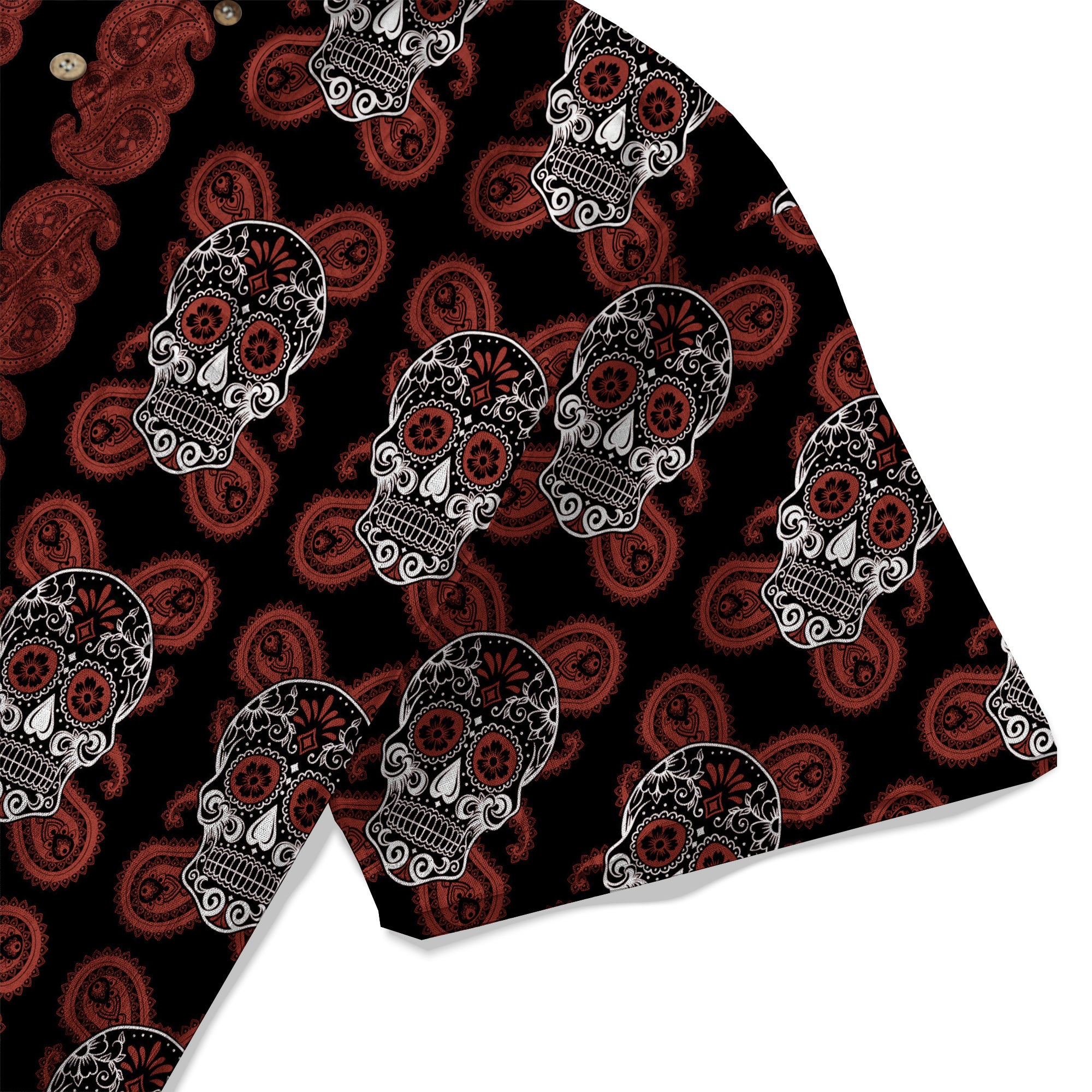 Día de los Muertos Hawaiian Shirt, Mexican Day of The Dead Hawaii Shirt, Paisley Pattern Hawaii Shirt