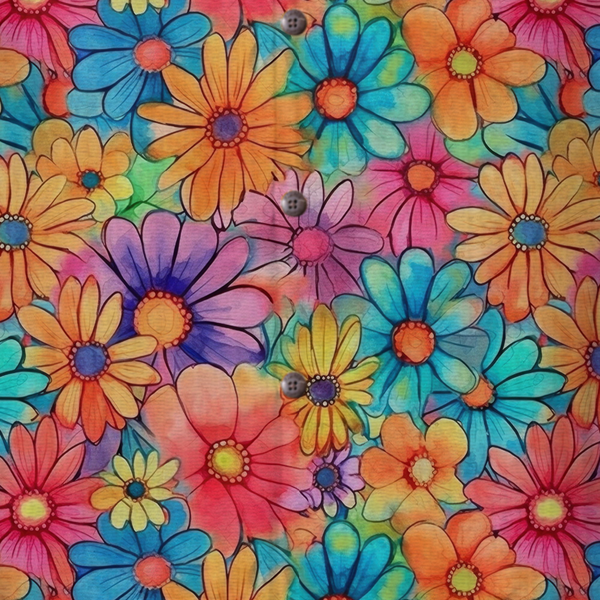 Colorful Hippie Flowers Patterns Hawaii Shirt, Groovy Floral Pattern Hawaiian Shirt for Men Women - The Palmix