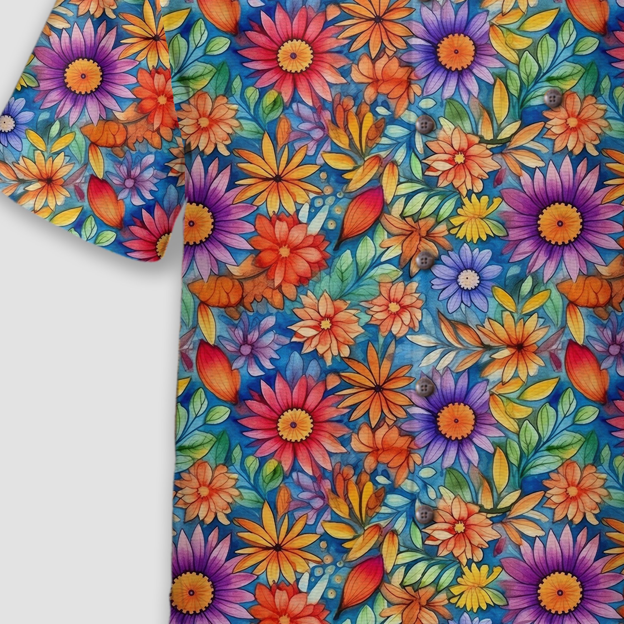 Colorful Hippie Flowers Patterns Hawaii Shirt, Groovy Floral Pattern Hawaiian Shirt for Men Women - The Palmix