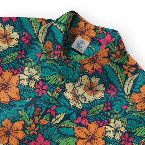 Vibrant Tropical Jungle Seamless Patterns Hawaii Shirt, Aloha Floral Hawaiian Button Down Shirt - The Palmix