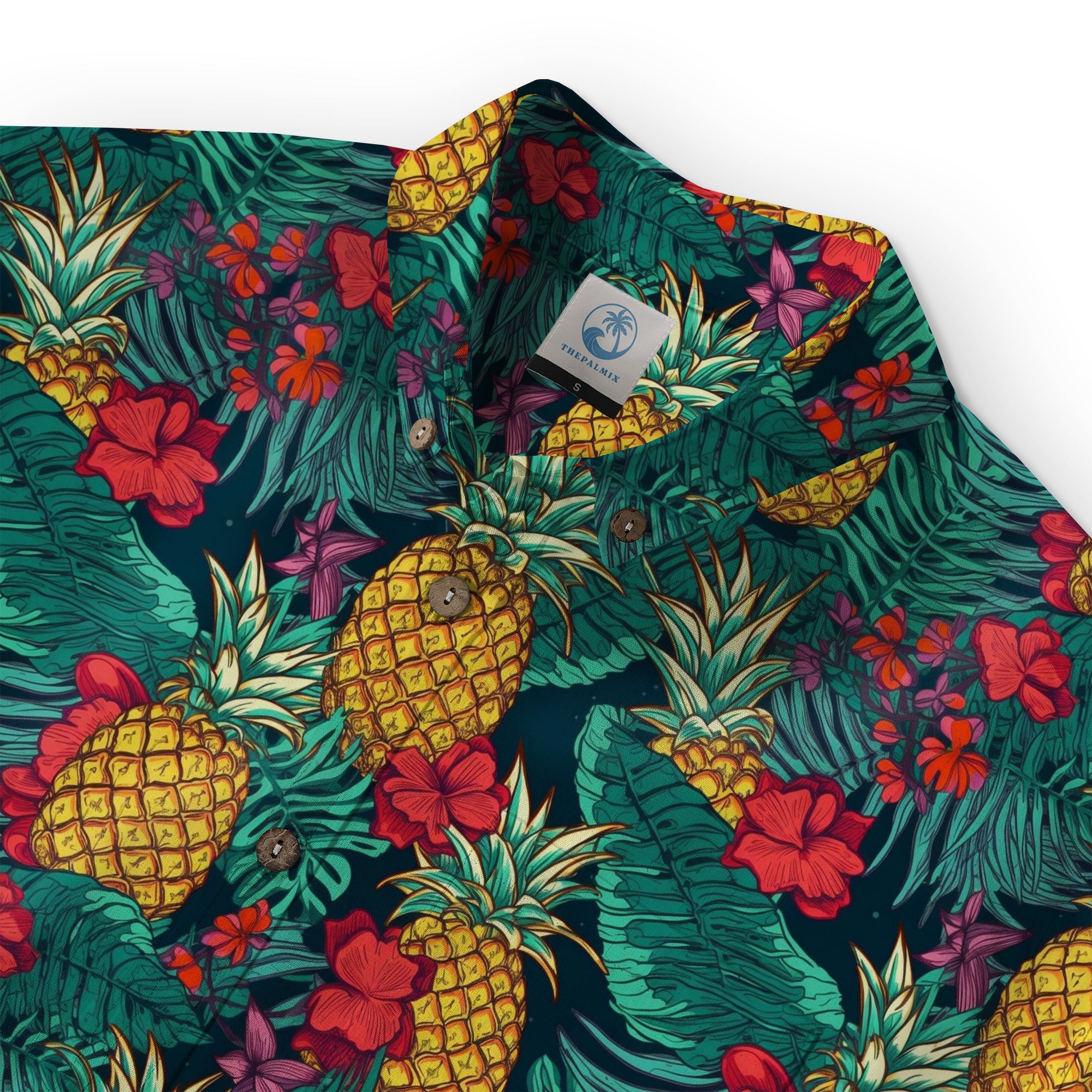 Hibiscus Pineapple Seamless Patterns Hawaiian Shirt For Men, Aloha Floral Pattern - The Palmix