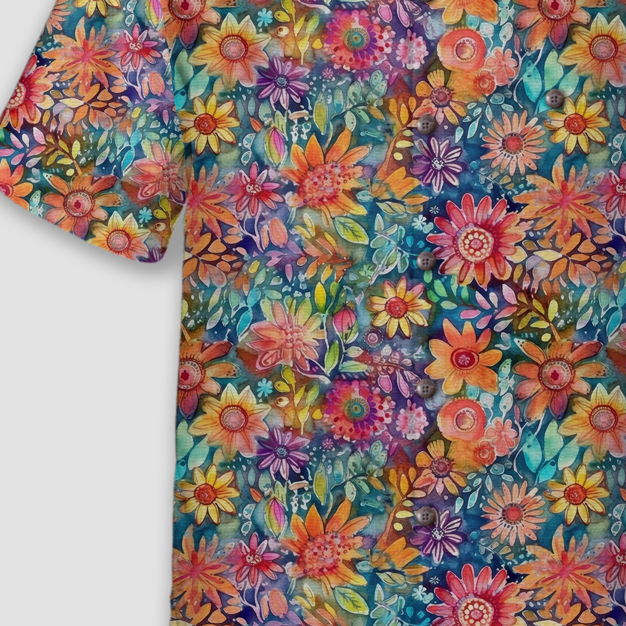 Colorful Hippie Flowers Patterns Hawaii Shirt, Groovy Floral Pattern Hawaiian Shirt for Men Women - The Palmix