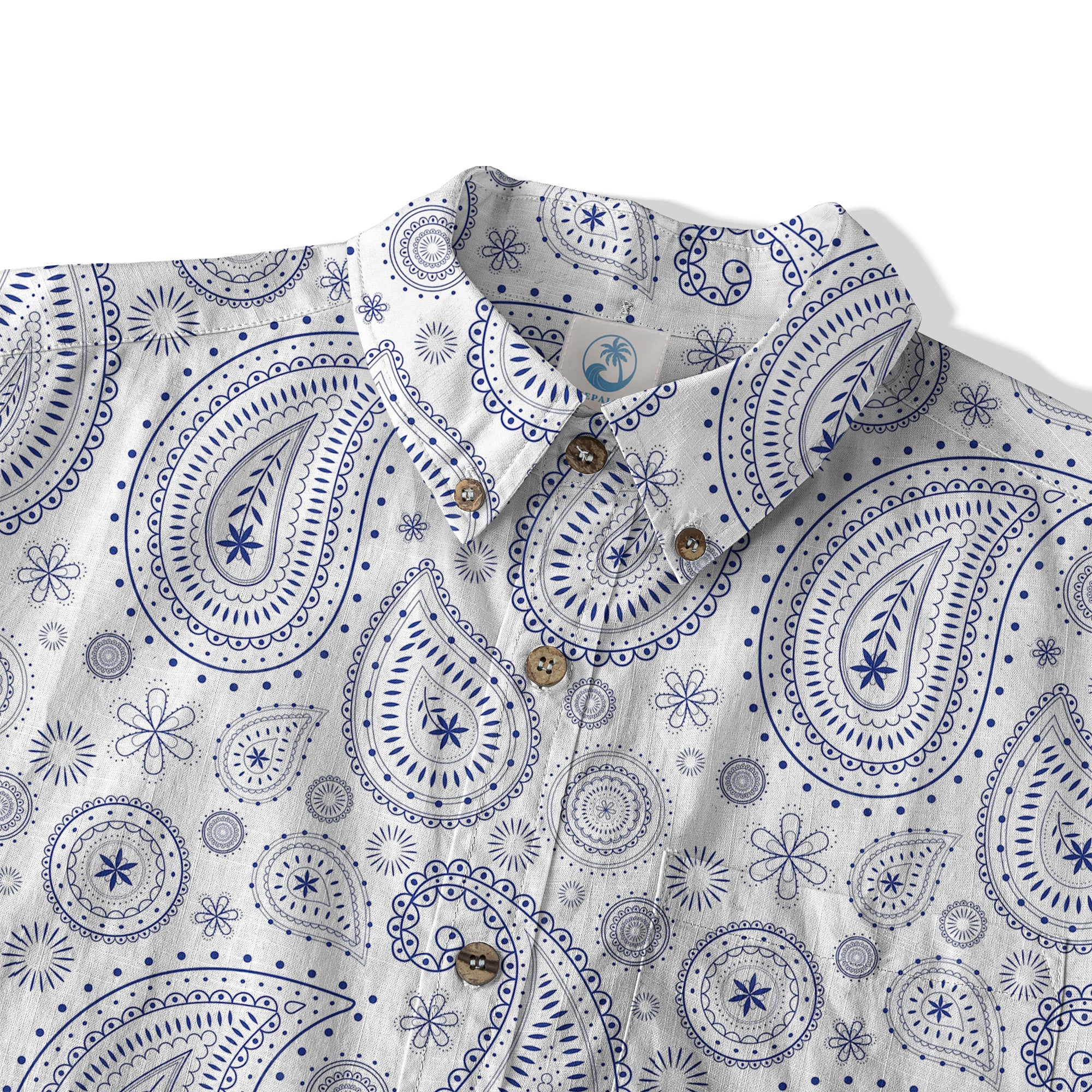 Vintage Striped Floral Short Sleeve Hawaii Shirt, Paisley Pattern Hawaii Shirt