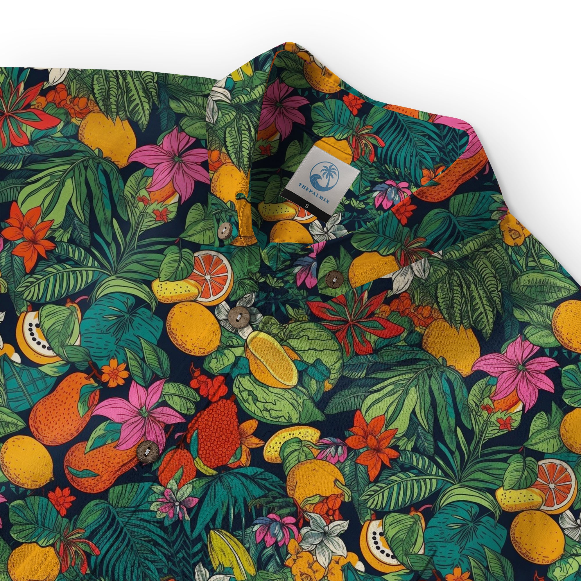 Electric Vibrant Tropical Beach Pattern Hawaiin Button Down Shirt - The Palmix