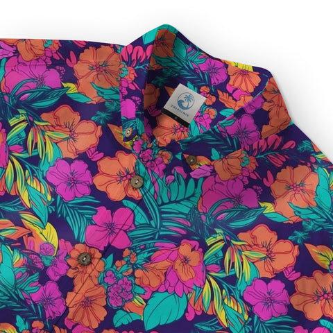 Vibrant Tropical Jungle Seamless Patterns Hawaii Shirt, Aloha Floral Hawaiian Button Down Shirt - The Palmix