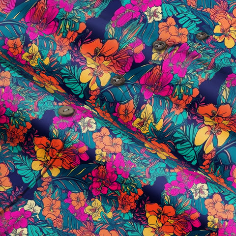 Tropical Flowers Seamless Patterns Hawaii Shirt, Aloha Floral Hawaiian Button Down Shirt - The Palmix