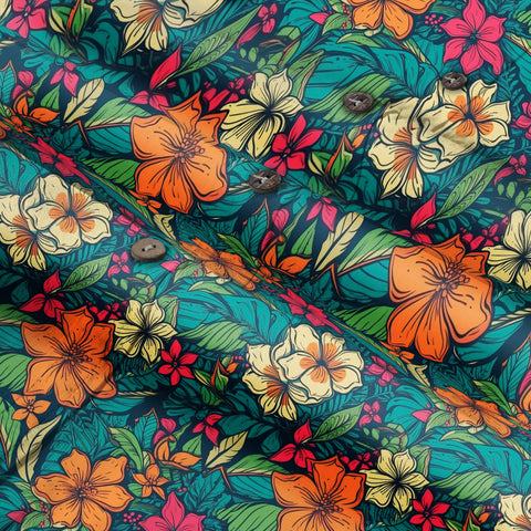 Vibrant Tropical Jungle Seamless Patterns Hawaii Shirt, Aloha Floral Hawaiian Button Down Shirt - The Palmix