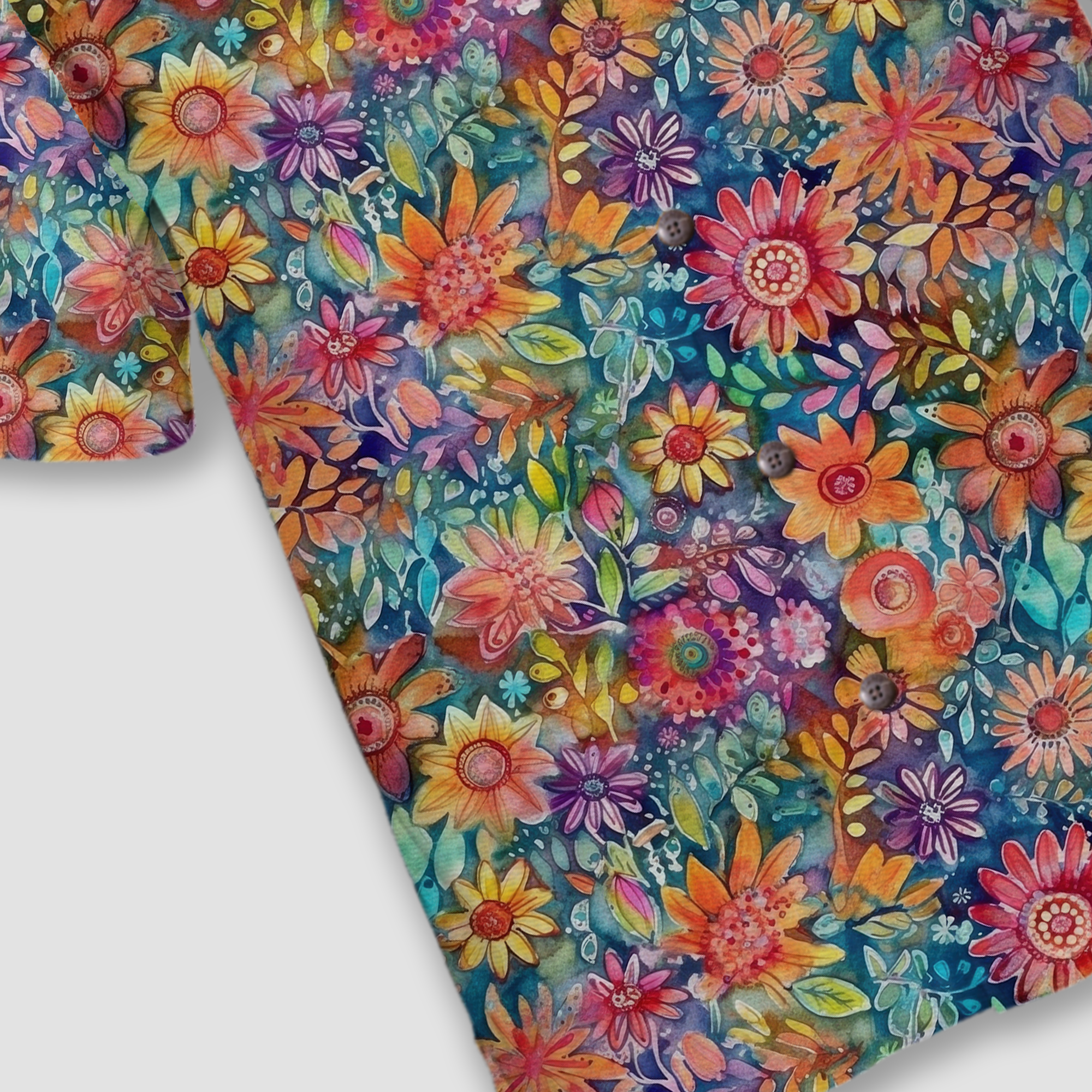 Colorful Hippie Flowers Patterns Hawaii Shirt, Groovy Floral Pattern Hawaiian Shirt for Men Women - The Palmix