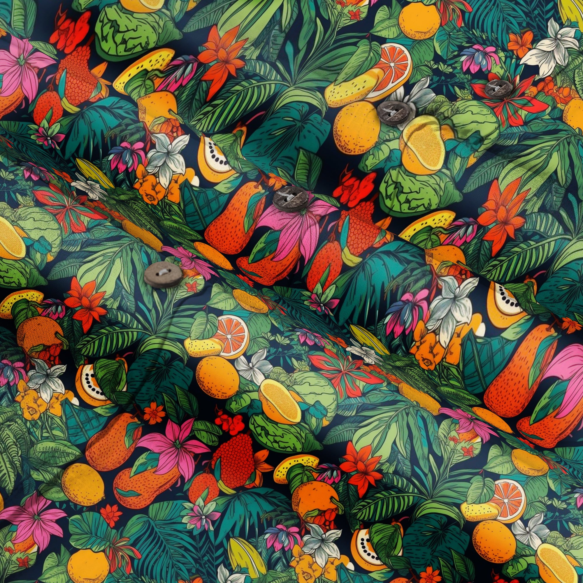 Electric Vibrant Tropical Beach Pattern Hawaiin Button Down Shirt - The Palmix