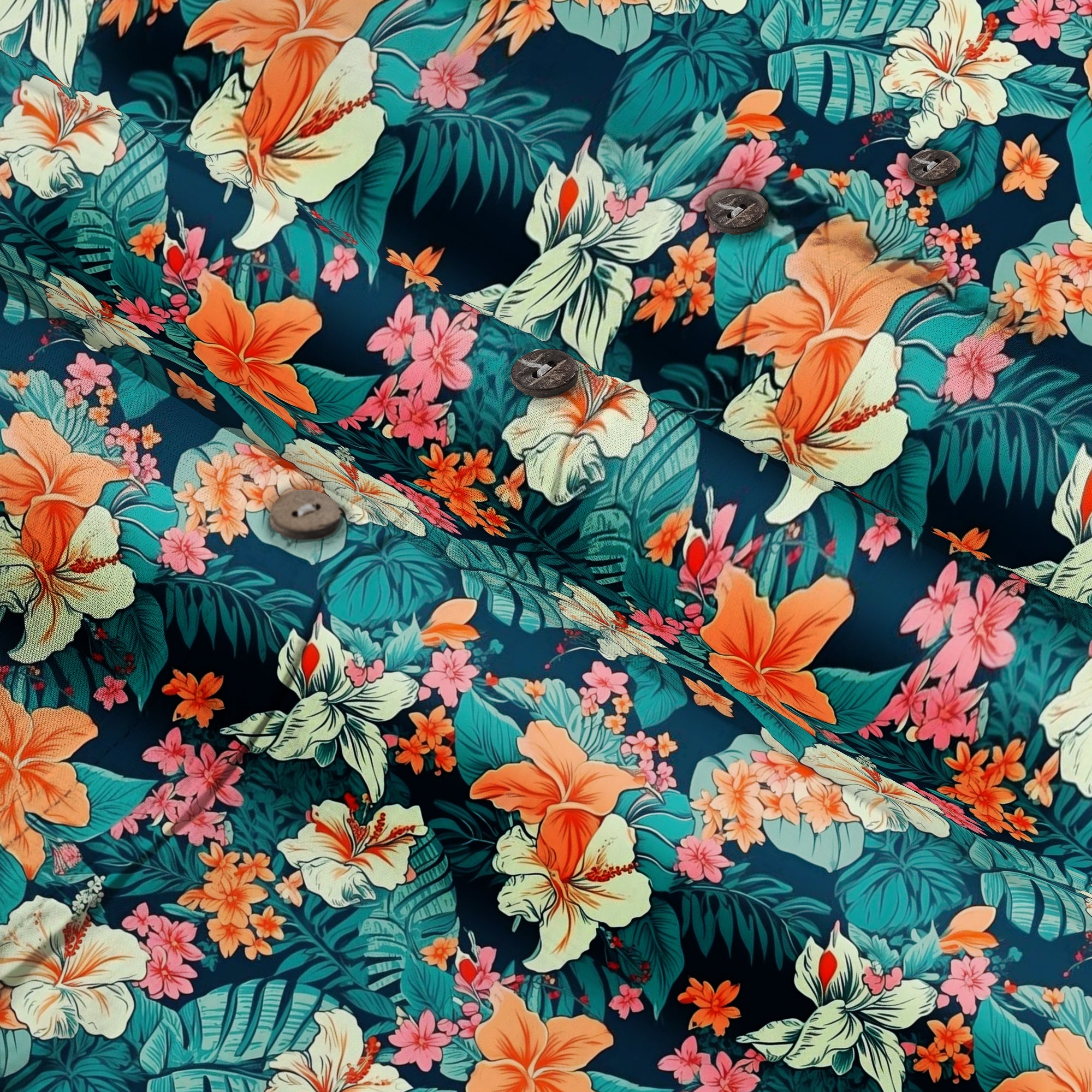 Tropical Flowers Seamless Patterns Hawaii Shirt, Aloha Floral Hawaiian Button Down Shirt - The Palmix