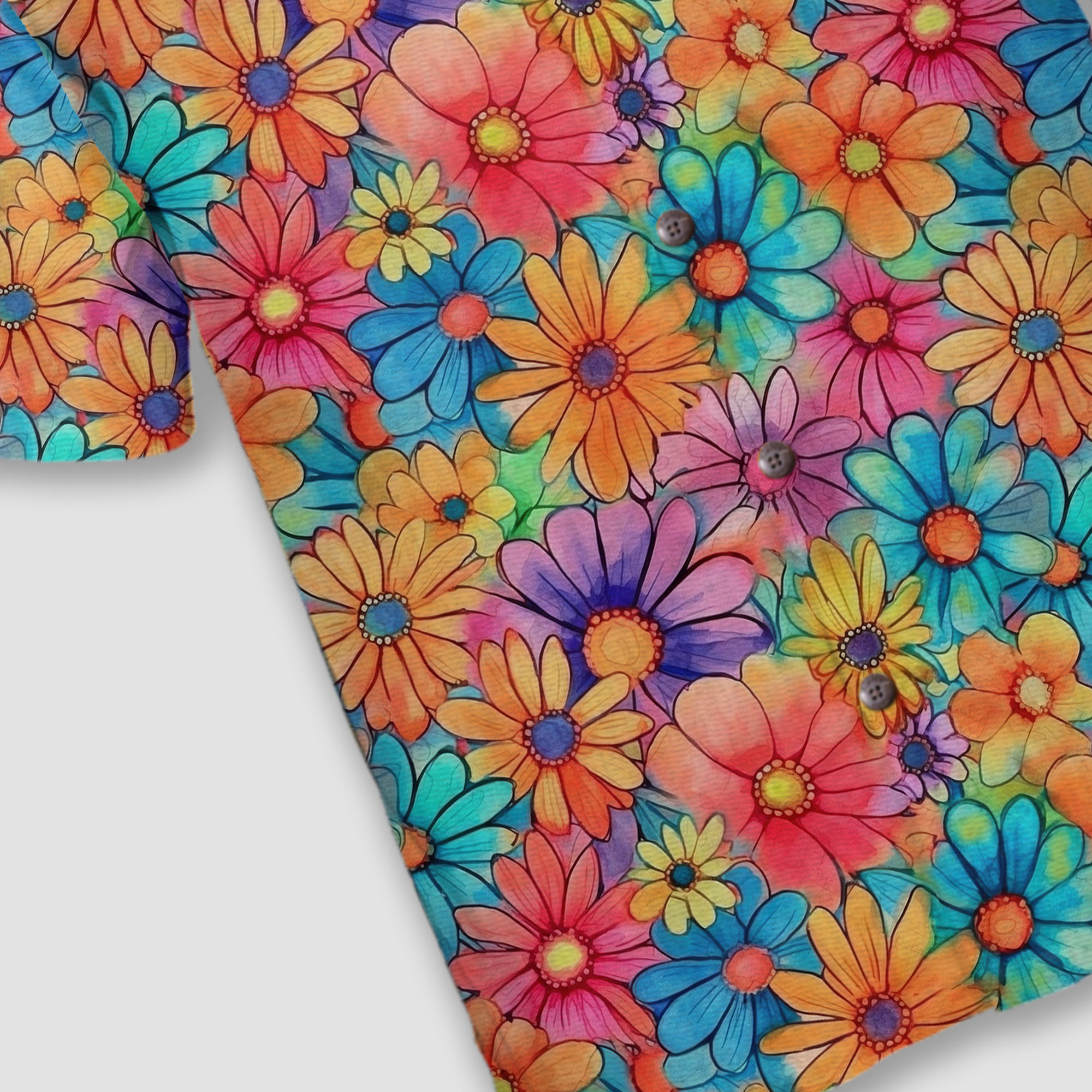 Colorful Hippie Flowers Patterns Hawaii Shirt, Groovy Floral Pattern Hawaiian Shirt for Men Women - The Palmix