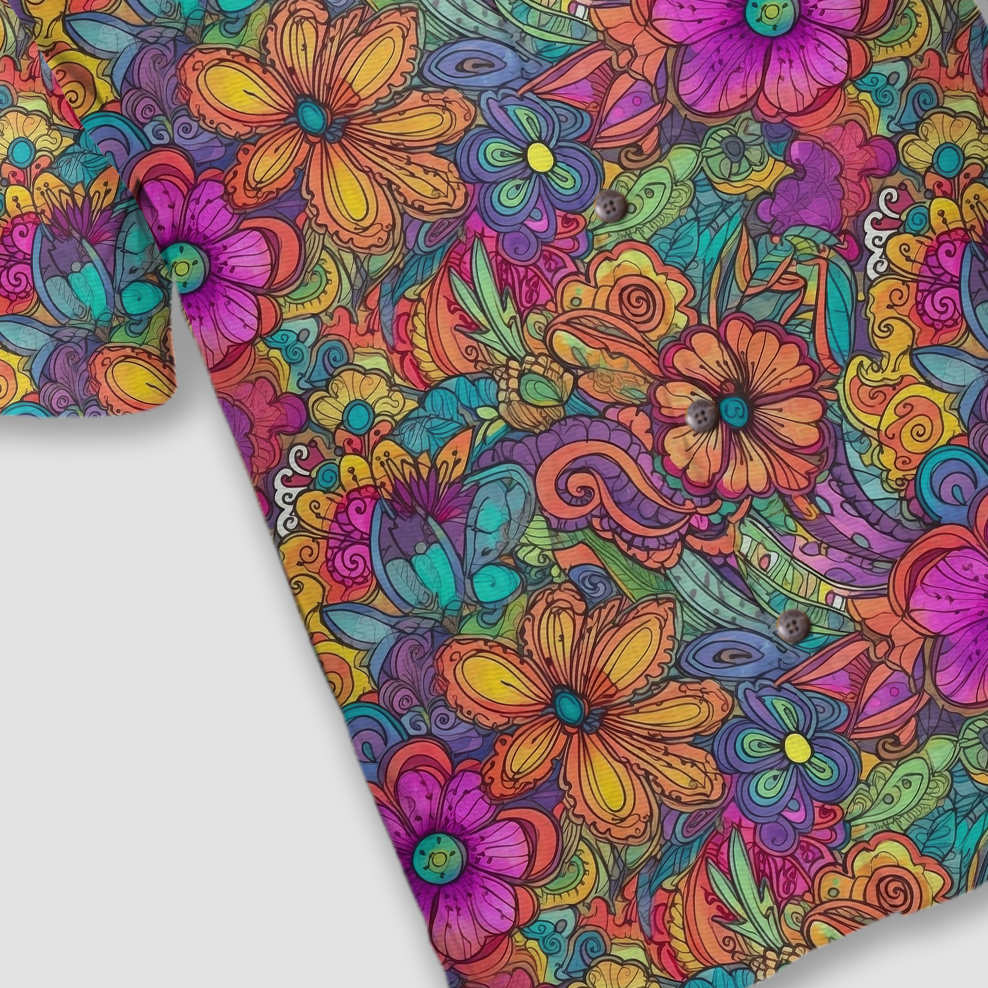 Colorful Hippie Flowers Patterns Hawaii Shirt, Groovy Floral Pattern Hawaiian Shirt for Men Women - The Palmix