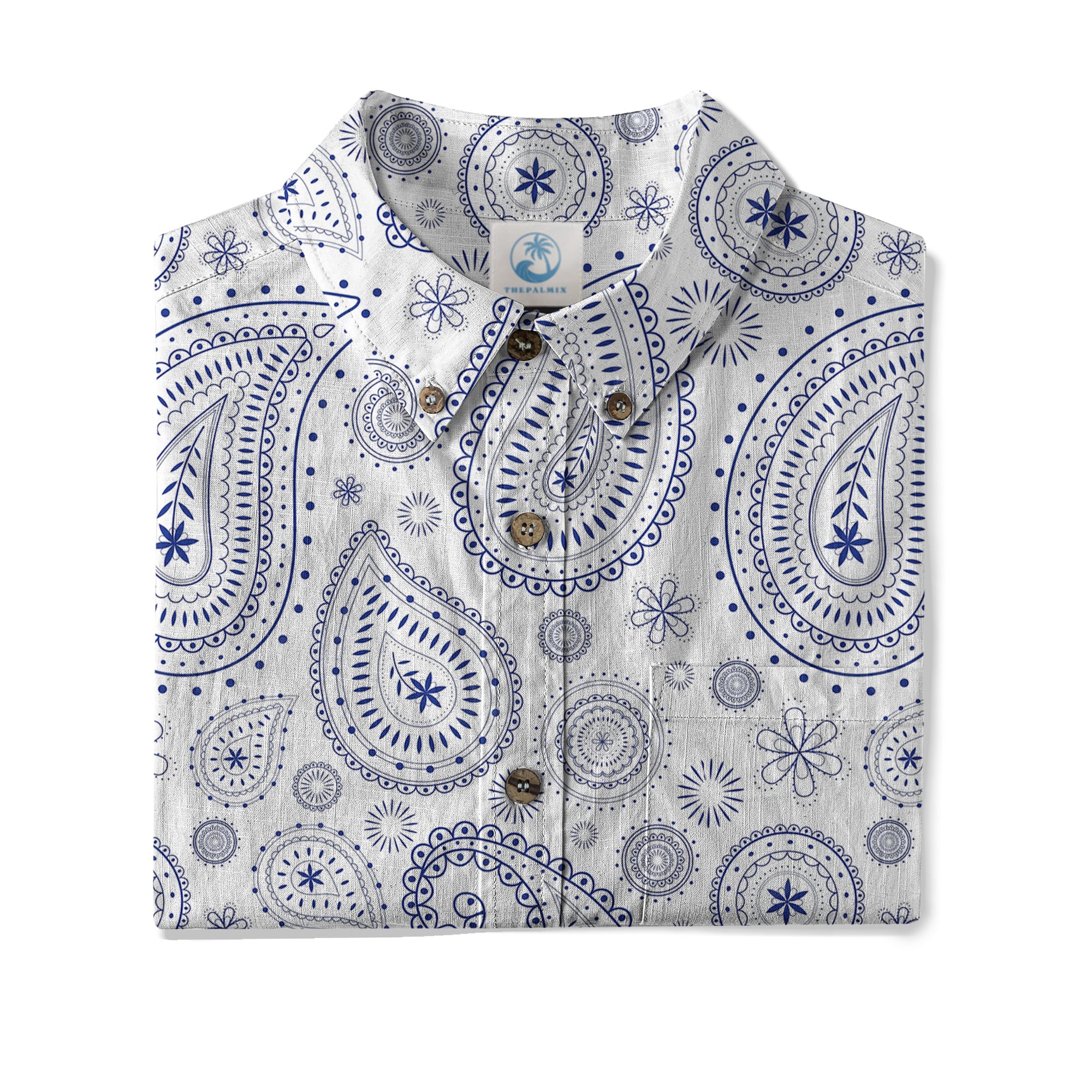 Vintage Striped Floral Short Sleeve Hawaii Shirt, Paisley Pattern Hawaii Shirt