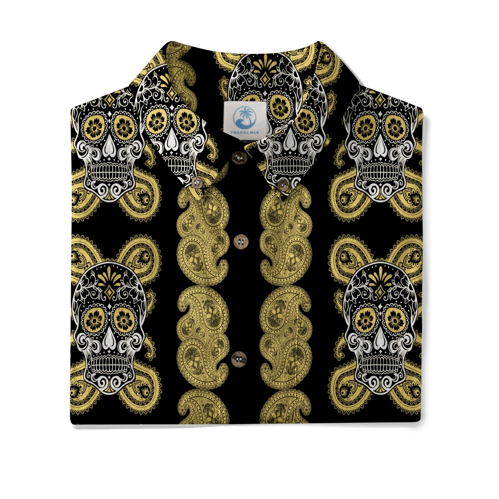 Día de los Muertos Hawaiian Shirt, Mexican Day of The Dead Hawaii Shirt, Paisley Pattern Hawaii Shirt