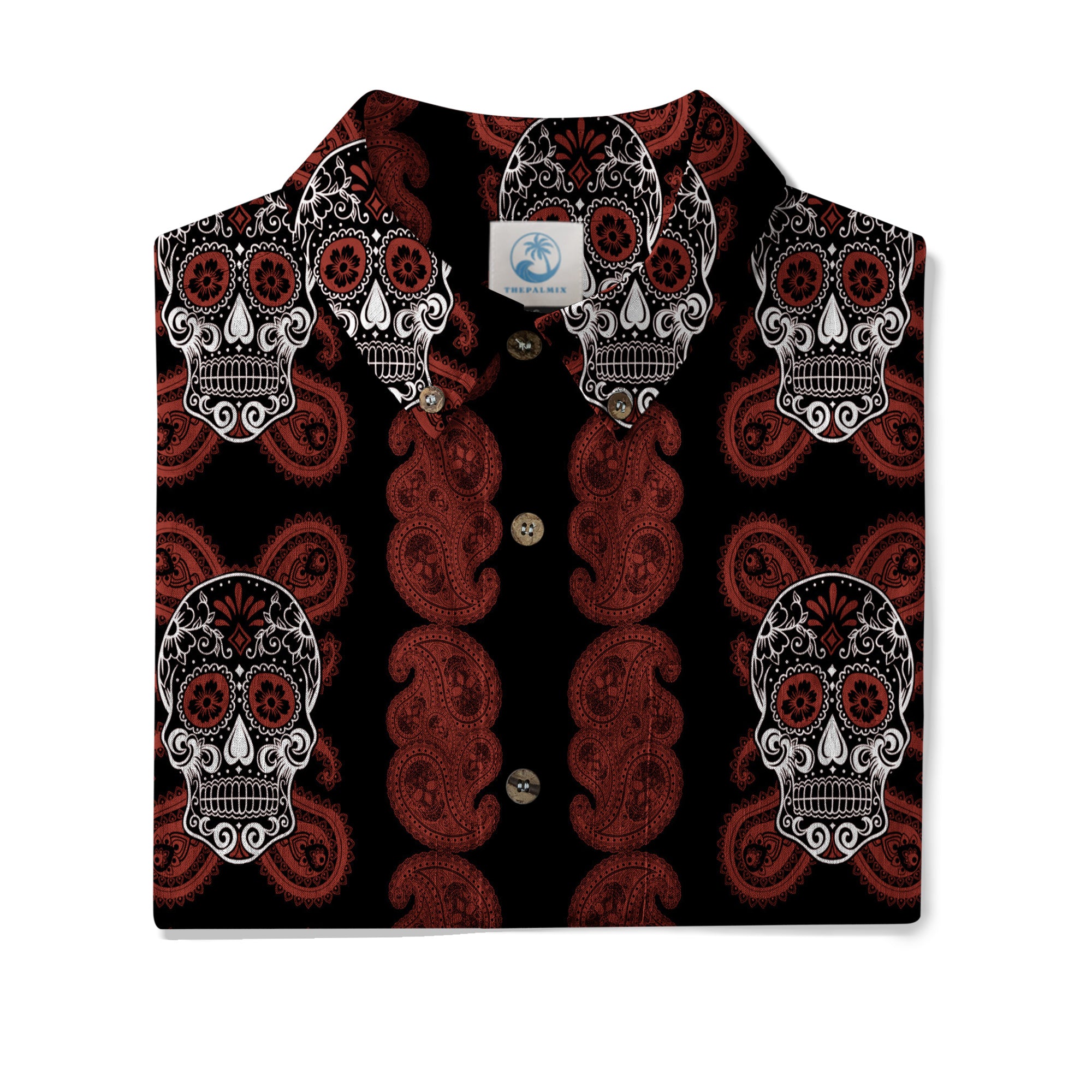 Día de los Muertos Hawaiian Shirt, Mexican Day of The Dead Hawaii Shirt, Paisley Pattern Hawaii Shirt